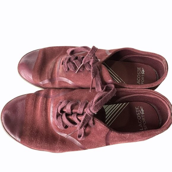 Lacoste Rene Sport‎ SNW Womens Shoes Size 11 Wine Red Suede Casual Sneakers - Picture 3 of 10